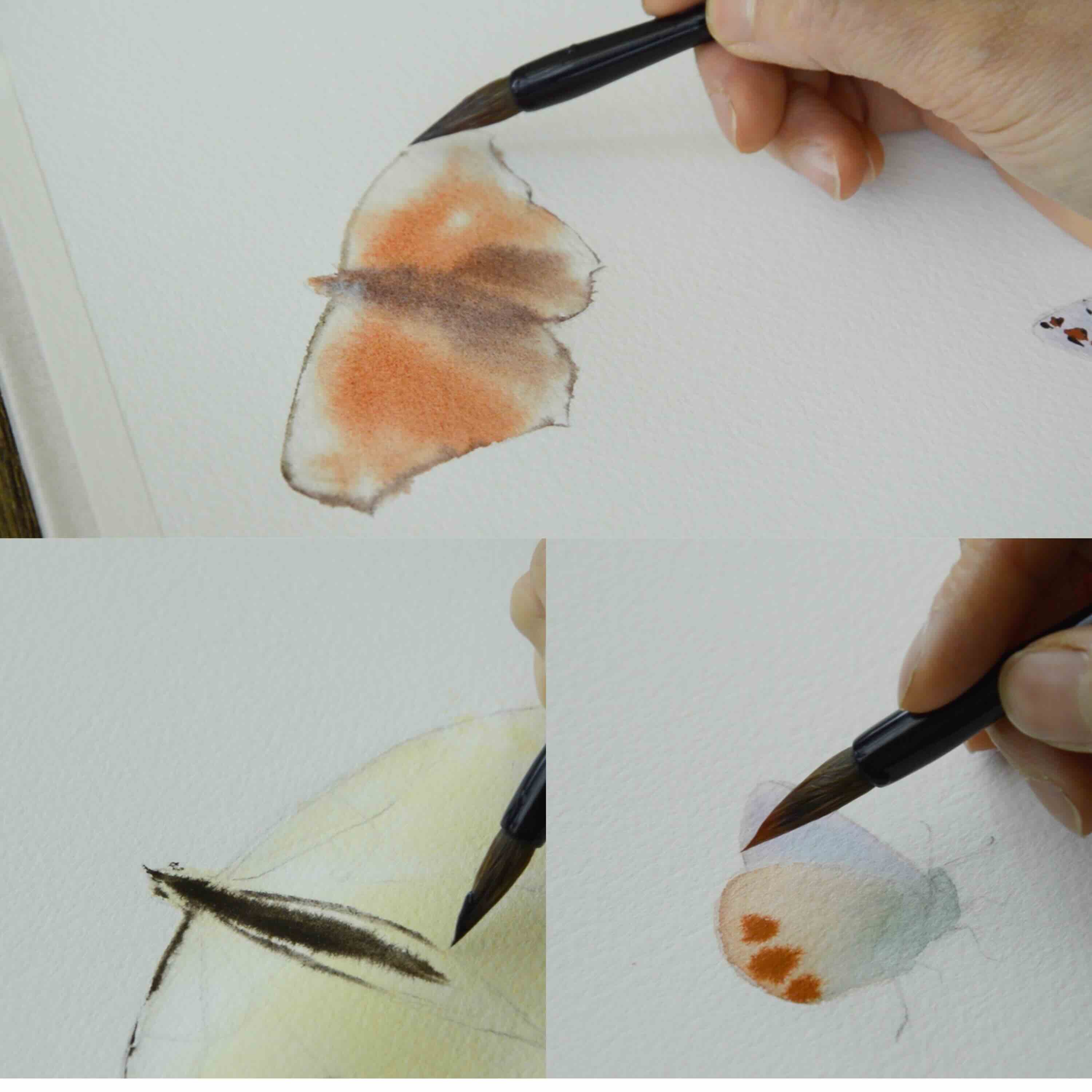 Artist painting a watercolor at a desk