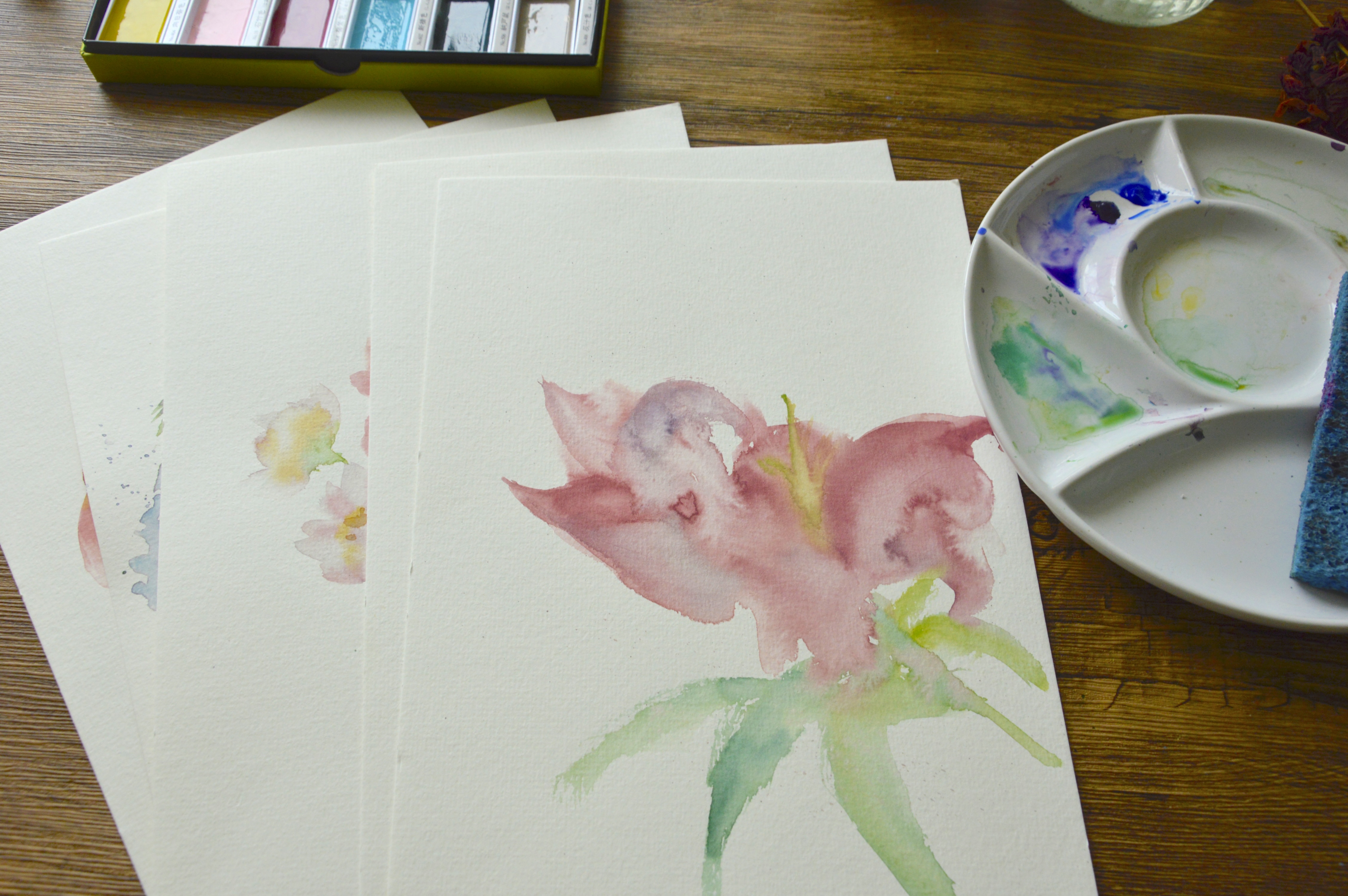 Day 2 pink lily watercolor painting