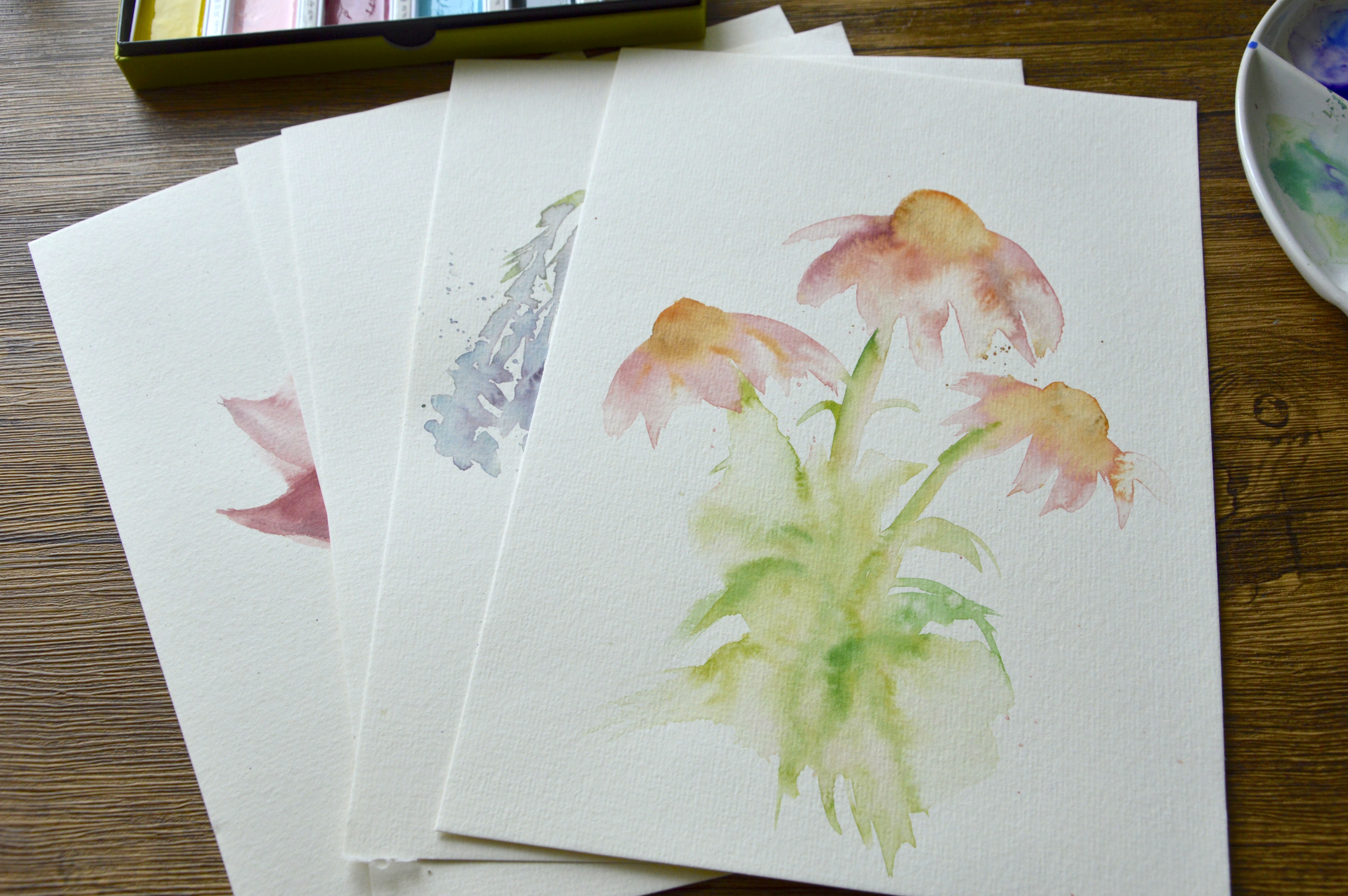 Day 3 coneflower watercolor painting