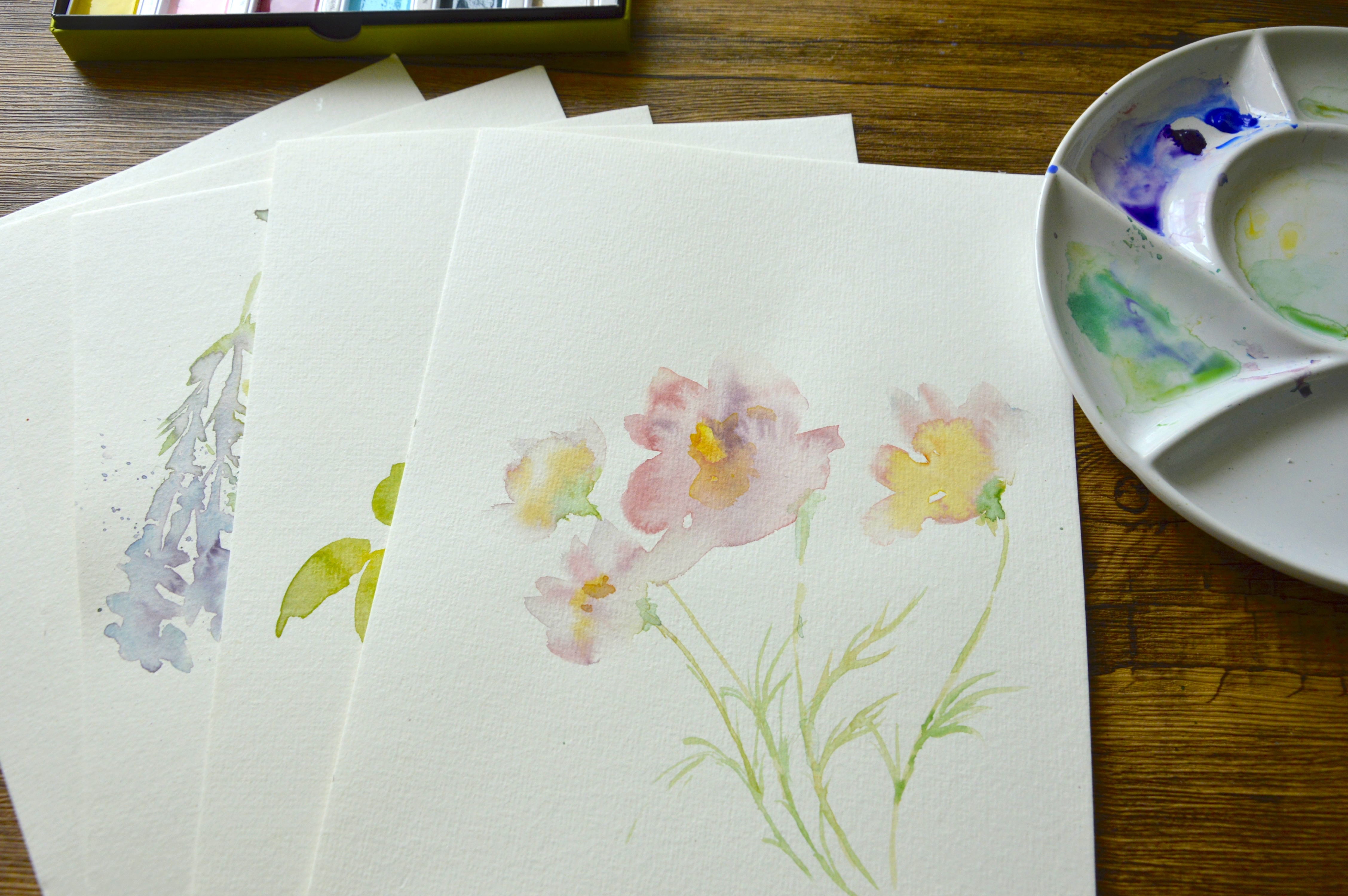 Day 4 cosmos watercolor painting
